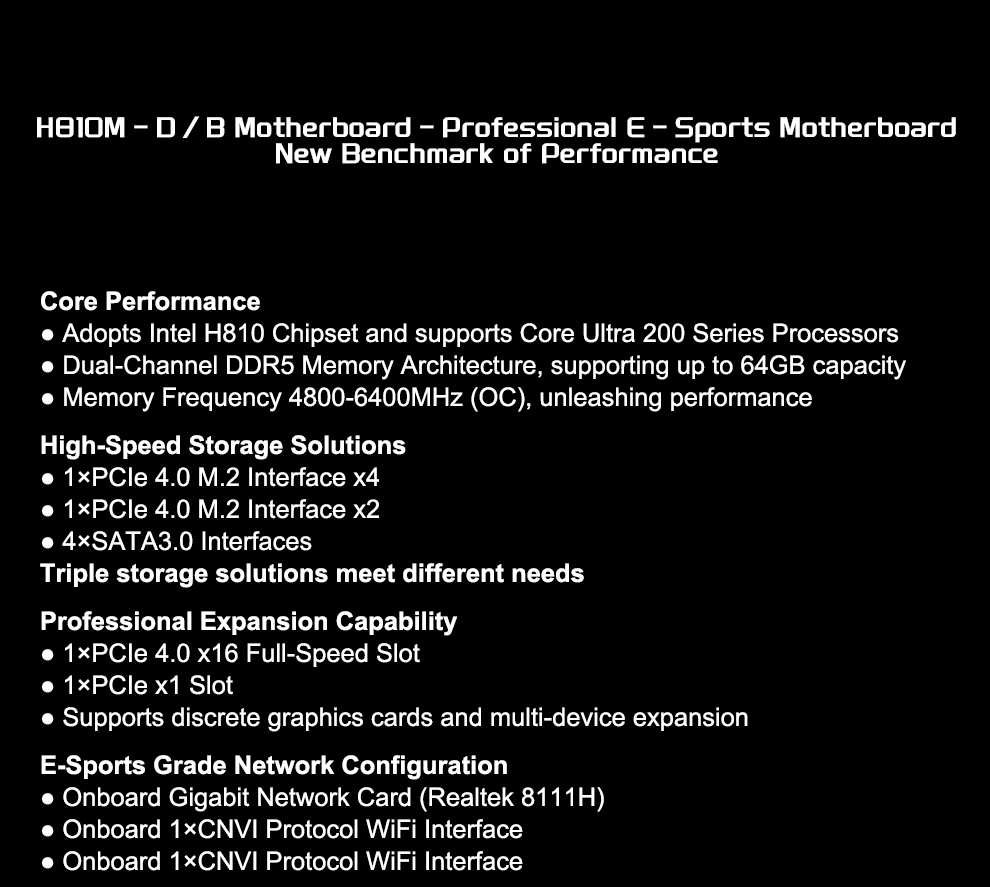 JGINYUE H810M-D/B M-ATX Gaming - Lga1851 Gaming Motherboard review and price